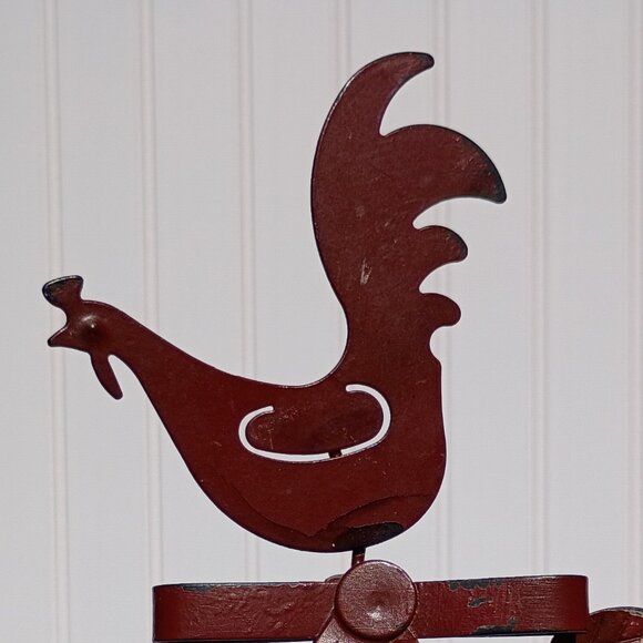 Metal Wine Rack 6 Bottle Holder Red Rooster French Country Kitchen Chicken Decor - Picture 10 of 16